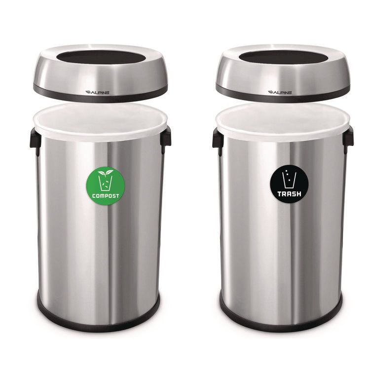 17 Gallon Stainless Steel Open Top Compost and Trash Station