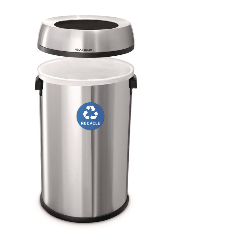 17 Gallon Stainless Steel Open Top Recycling Bin Receptacle
