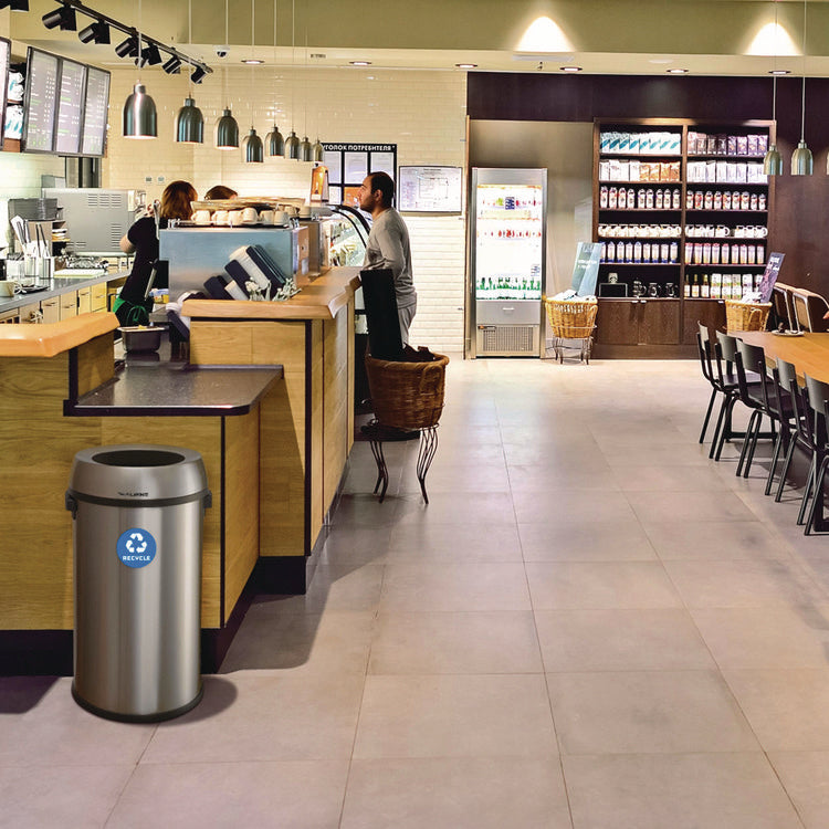 17 Gallon Stainless Steel Open Top Recycling Bin Receptacle