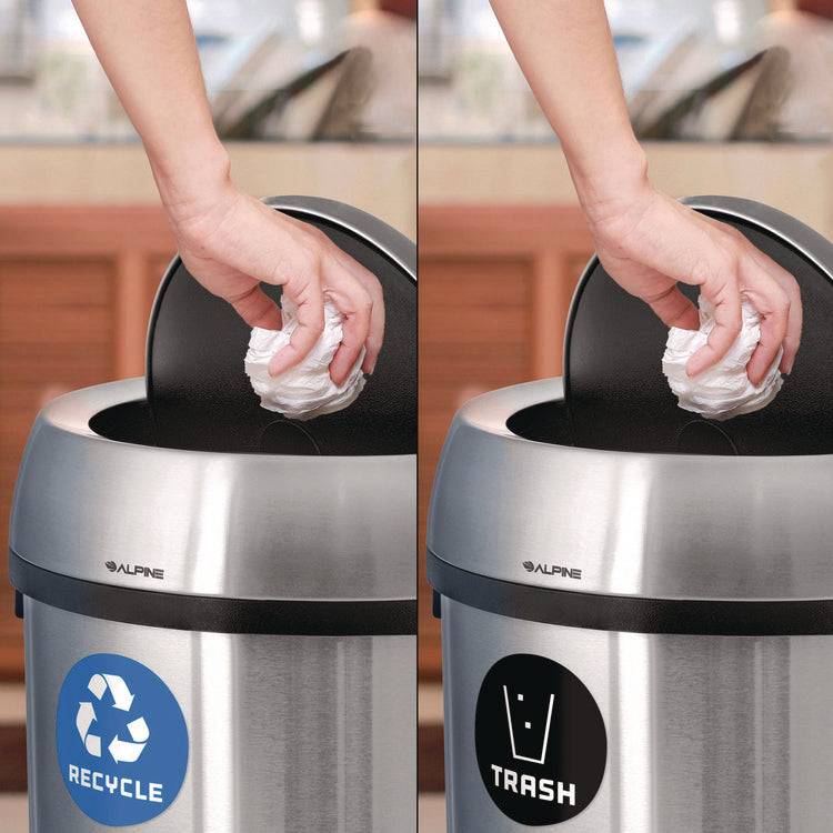 17 Gallon Stainless Steel Open Top Recycling Bin and Trash Receptacle