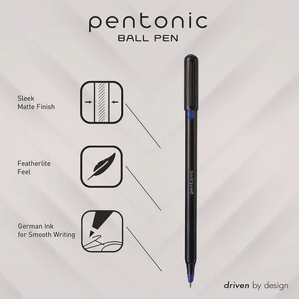PENTONIC Ballpoint Pen, Stick, Fine 0.7 mm, Assorted Ink Colors, Black Barrel, 25/Pack