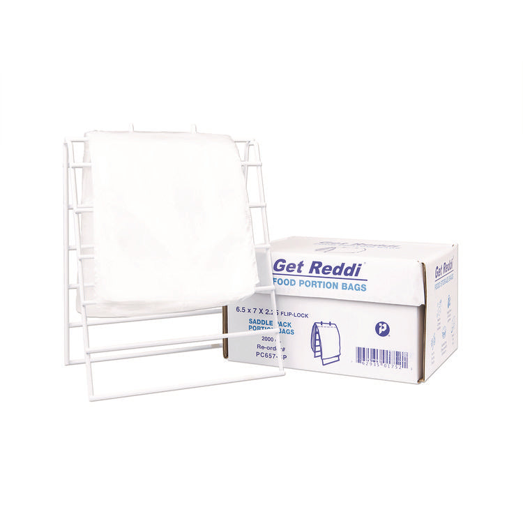 Get Reddi Saddle Pack Poly Food Portion Bags, Fold-Top Closure, 0.5 mil, 6.5" x 7", Clear, 2,000/Carton