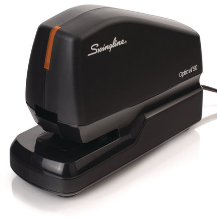 Optima 50 Electric Stapler, 50-Sheet Capacity, Black/Orange