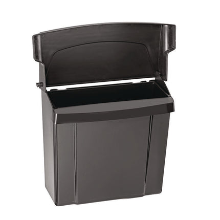 Durable Plastic Surface Mount Sanitary Napkin Receptacle, Plastic, Black