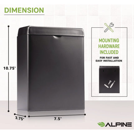 Stainless Steel Wall-Mounted Sanitary Napkin Receptacle, Black