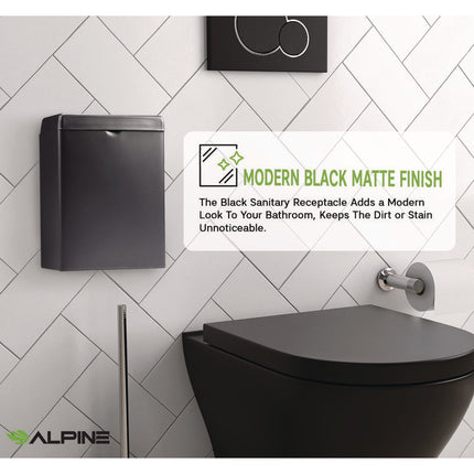 Stainless Steel Wall-Mounted Sanitary Napkin Receptacle, Black