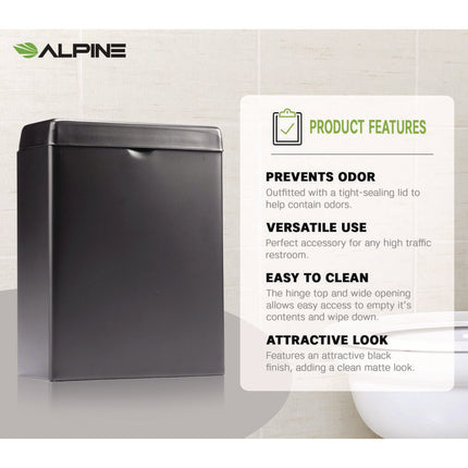 Stainless Steel Wall-Mounted Sanitary Napkin Receptacle, Black