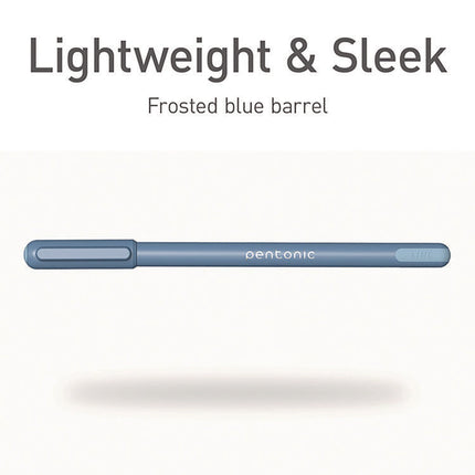 PENTONIC Gel Pen, Stick, Fine 0.7 mm, Blue Ink, Frosted Blue Barrel, 10/Pack