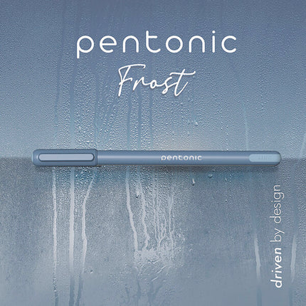 PENTONIC Gel Pen, Stick, Fine 0.7 mm, Blue Ink, Frosted Blue Barrel, 10/Pack