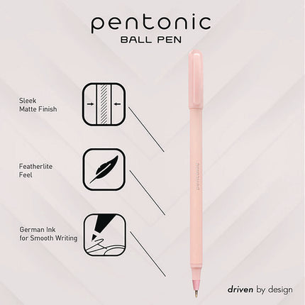 PENTONIC Gel Pen, Stick, Fine 0.7 mm, Red Ink, Pale Pink Barrel, 10/Pack