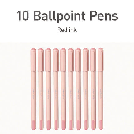 PENTONIC Gel Pen, Stick, Fine 0.7 mm, Red Ink, Pale Pink Barrel, 10/Pack