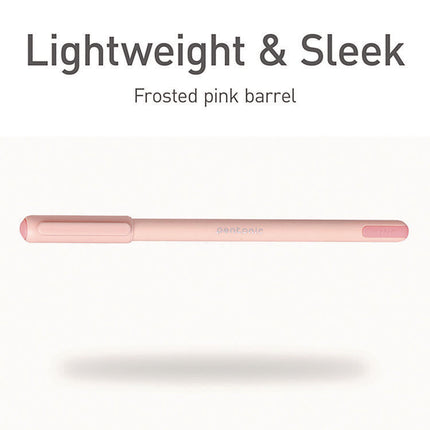 PENTONIC Gel Pen, Stick, Fine 0.7 mm, Red Ink, Pale Pink Barrel, 10/Pack