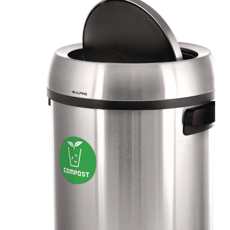 17 Gallon Stainless Steel Indoor Compost Receptacle with Swivel Lid