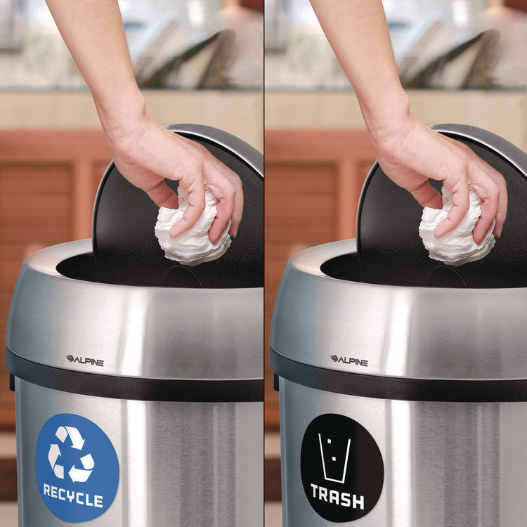 17 Gallon Stainless Steel Indoor Recycling Receptacle and Trash Station Swivel Lids