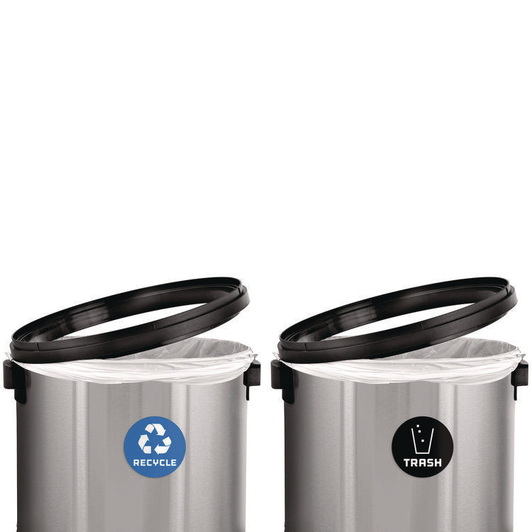 17 Gallon Stainless Steel Indoor Recycling Receptacle and Trash Station Swivel Lids