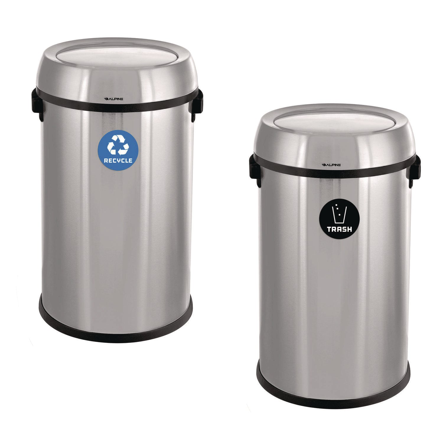 17 Gallon Stainless Steel Indoor Recycling Receptacle and Trash Station Swivel Lids
