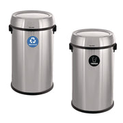 17 Gallon Stainless Steel Indoor Recycling Receptacle and Trash Station Swivel Lids