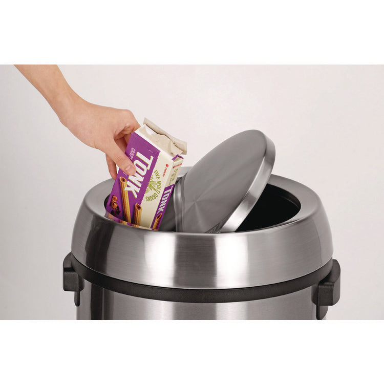 17 Gal Stainless Steel Swivel Trash Can Cover, 15.7 x 15.67 x 15.67, Silver