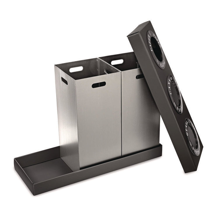 28 Gal. Indoor Trash Cans and Recycling Bins, Corrugated Polypropylene, Gray, 3 Bin