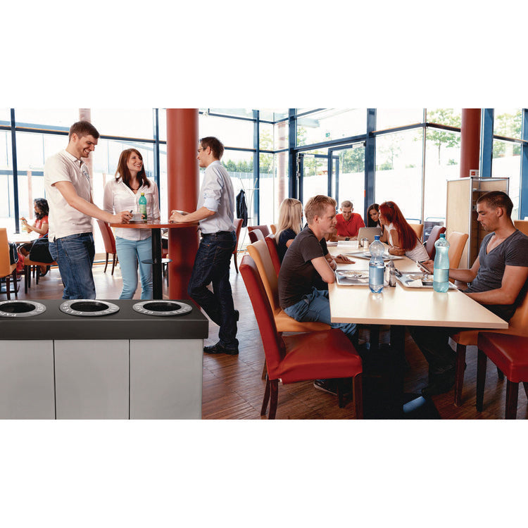 28 Gal. Indoor Trash Cans and Recycling Bins, Corrugated Polypropylene, Gray, 3 Bin