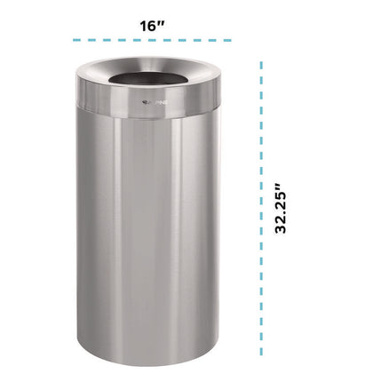 27 Gallon Stainless Steel Commercial Indoor Trash Can, Brushed Stainless Steel