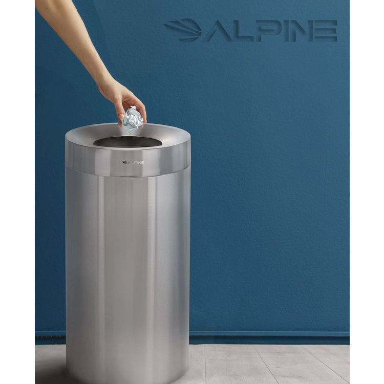 27 Gallon Stainless Steel Commercial Indoor Trash Can, Brushed Stainless Steel
