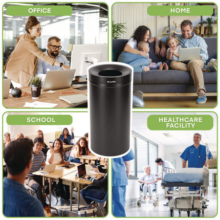 27 Gallon Stainless Steel Commercial Indoor Trash Can, Black