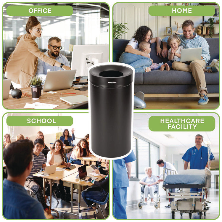 27 Gallon Stainless Steel Commercial Indoor Trash Can, Black