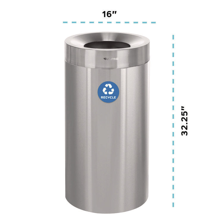 27 Gallon Stainless Steel Recycling Can, Brushed Stainless Steel