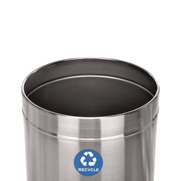 27 Gallon Stainless Steel Recycling Can and Trash Receptacle, Brushed Stainless Steel
