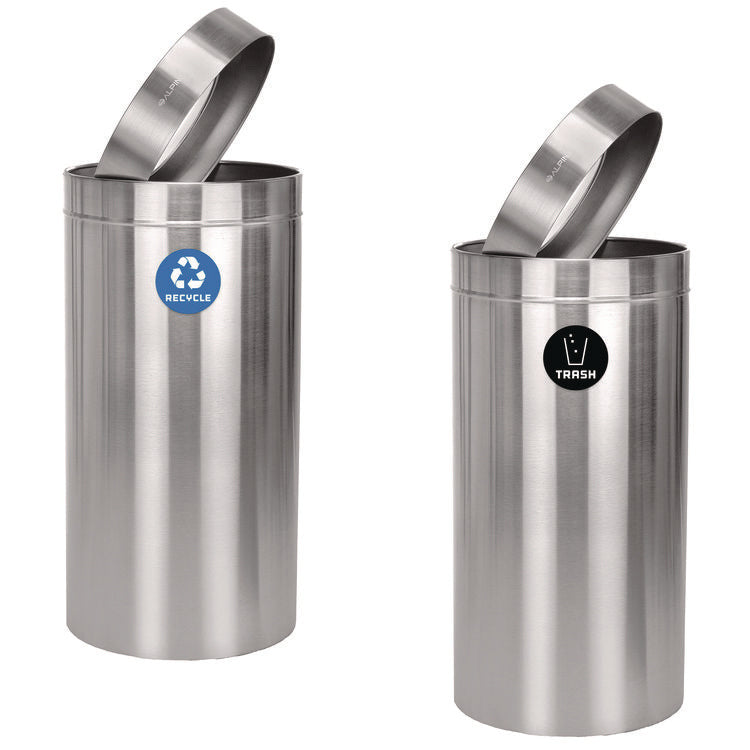 27 Gallon Stainless Steel Recycling Can and Trash Receptacle, Brushed Stainless Steel