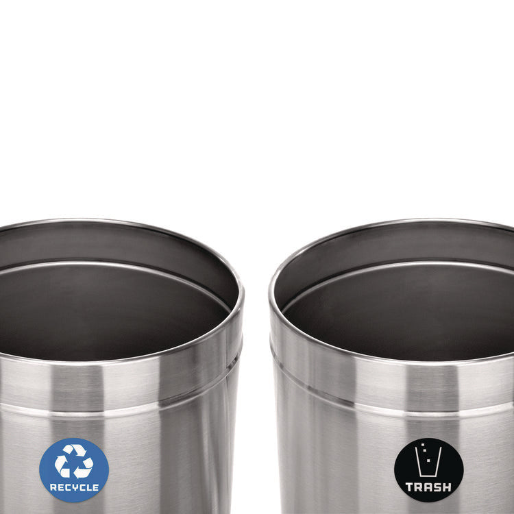 27 Gallon Stainless Steel Recycling Can and Trash Receptacle, Brushed Stainless Steel