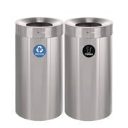 27 Gallon Stainless Steel Recycling Can and Trash Receptacle, Brushed Stainless Steel