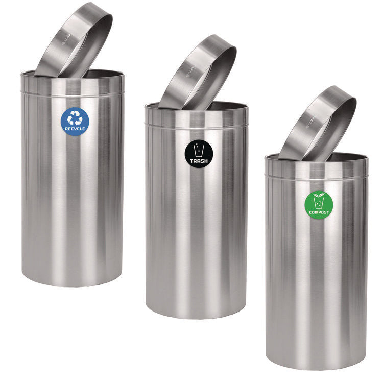 27 Gallon Stainless Steel Compost Bin, Recycling Can and Trash Receptacle, Brushed Stainless Steel