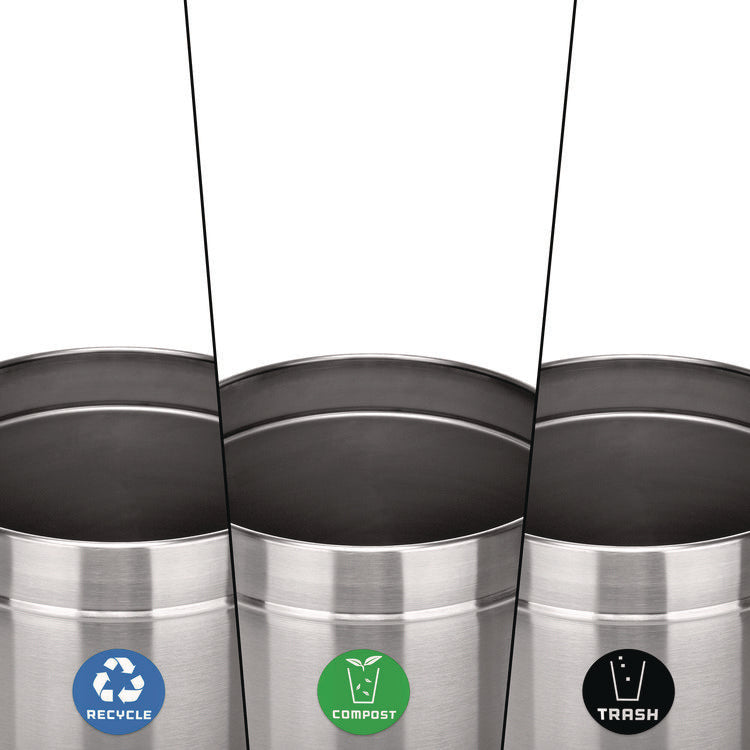 27 Gallon Stainless Steel Compost Bin, Recycling Can and Trash Receptacle, Brushed Stainless Steel