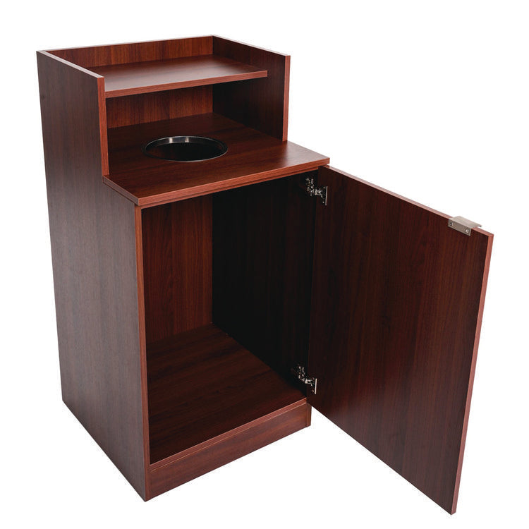 32 Gallon Wooden Enclosed Waste Receptacle with Drop Hole, Mahogany