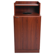 32 Gallon Wooden Enclosed Waste Receptacle with Drop Hole, Mahogany