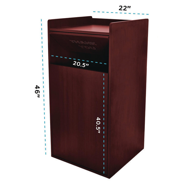 40 Gal Commercial Tray Top Waste Enclosure Trash Receptacle, 40 gal, Wood, Mahogany