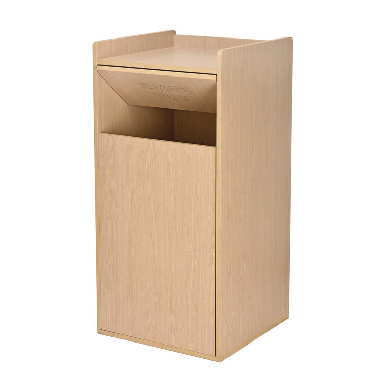 40 Gal Commercial Tray Top Waste Enclosure Trash Receptacle, 40 gal, Wood, Medium Oak