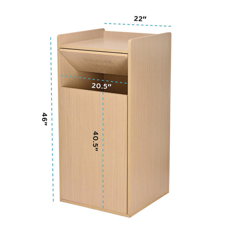 40 Gal Commercial Tray Top Waste Enclosure Trash Receptacle, 40 gal, Wood, Medium Oak
