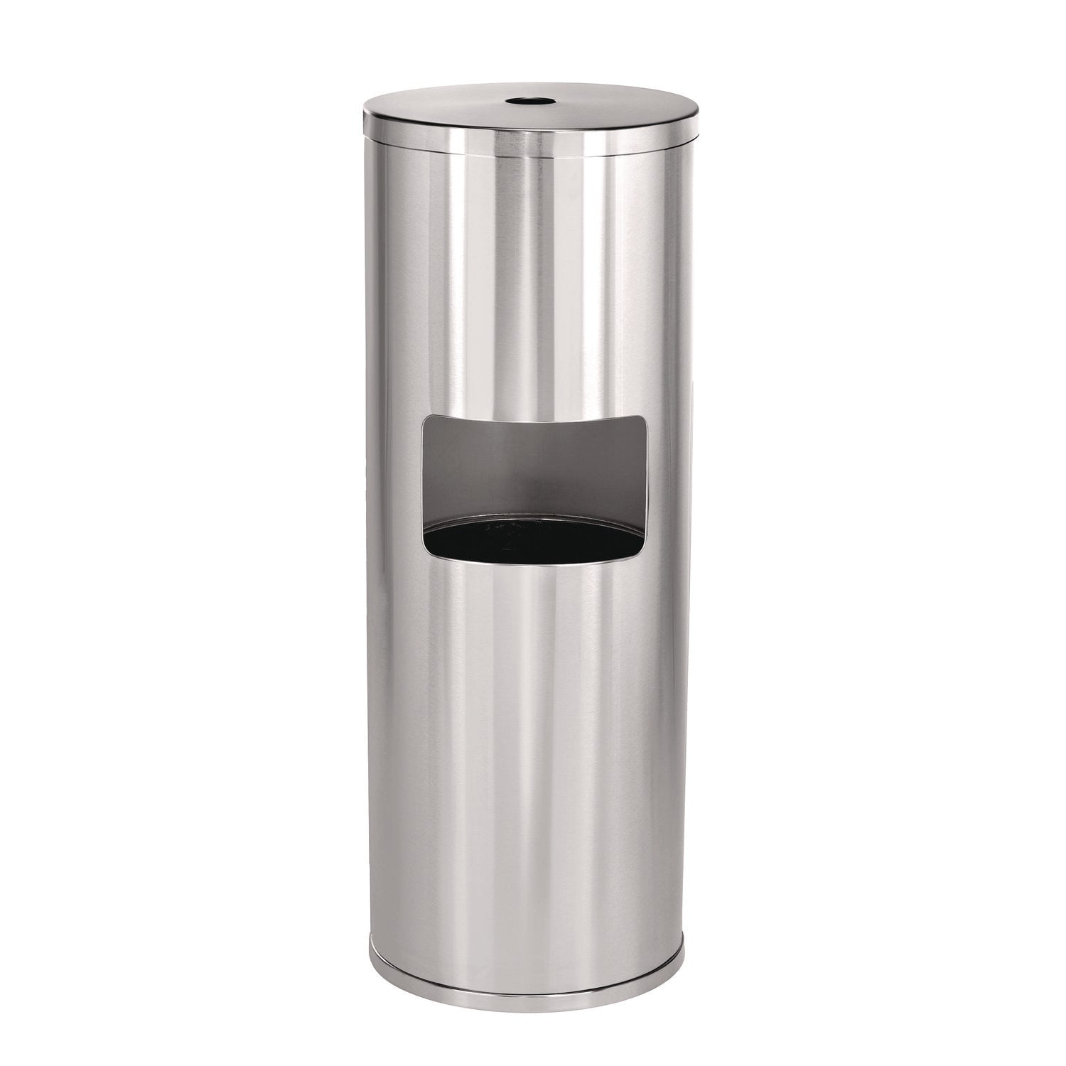 Stainless Steel 7 Gal Trash Can with Gym Disinfecting Wipes Dispenser