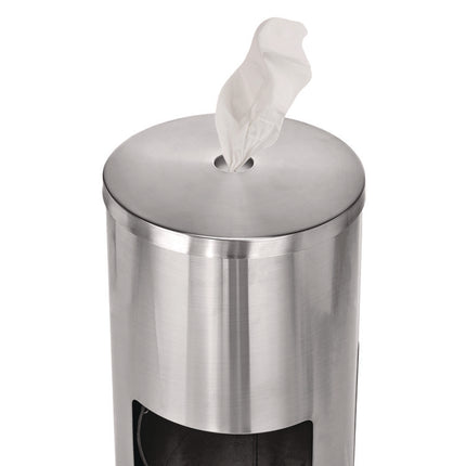 Stainless Steel 7 Gal Trash Can with Gym Disinfecting Wipes Dispenser