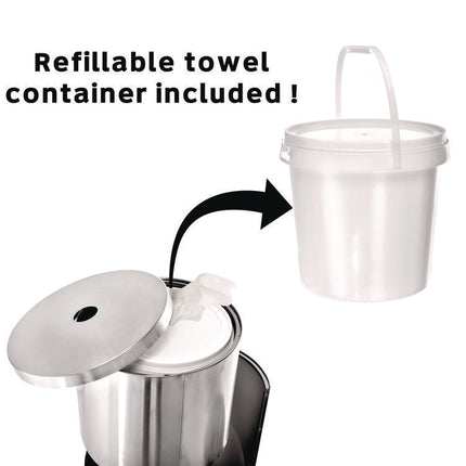 Stainless Steel 7 Gal Trash Can with Gym Disinfecting Wipes Dispenser