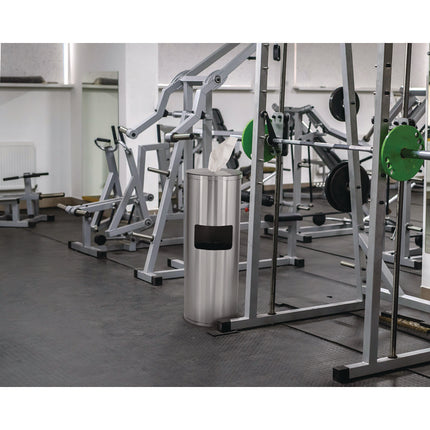 Stainless Steel 7 Gal Trash Can with Gym Disinfecting Wipes Dispenser