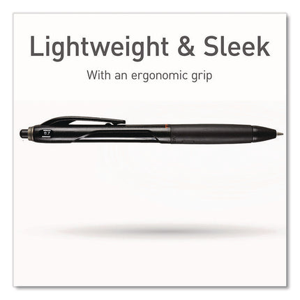 PENTONIC Ballpoint Pen, Retractable, Fine 0.7 mm, Black Ink, Black Barrel, 12/Pack