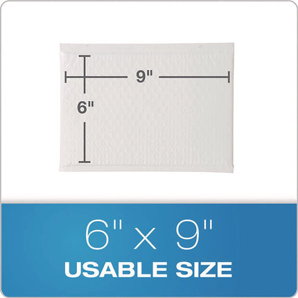 Poly Bubble Mailers, #0, Barrier Bubble Cushion, Redi-Seal Adhesive Closure, 6 x 9, White, 25/Pack