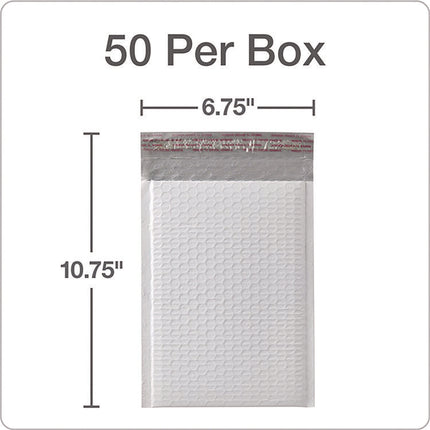 Poly Bubble Mailers, #0, Barrier Bubble Cushion, Redi-Seal Adhesive Closure, 6 x 9, White, 25/Pack