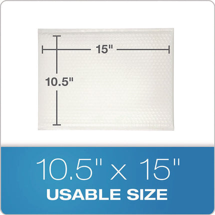 Poly Bubble Mailers, #5, Barrier Bubble Cushion, Redi-Seal Adhesive Closure, 10.5 x 15, White, 25/Pack