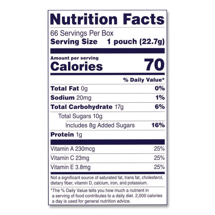 Fruit Snacks, Mixed Fruit, 0.8 oz Pouch, 66 Pouches/Box