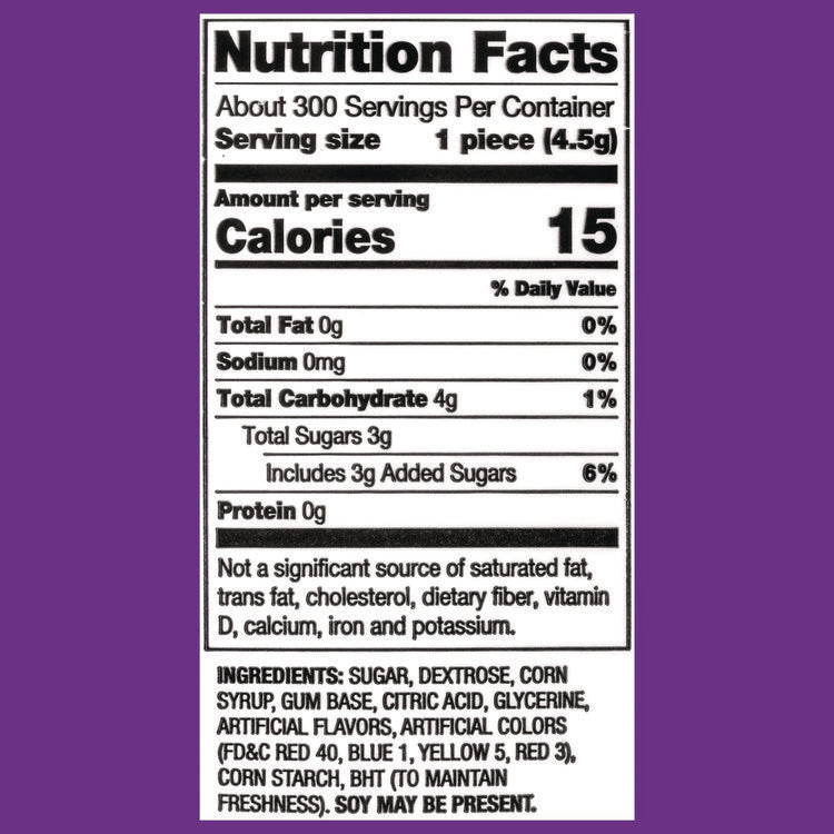 Bubble Gum Assorted Flavor Twist Tub, 300 Pieces/Tub, 1 Tub/Carton